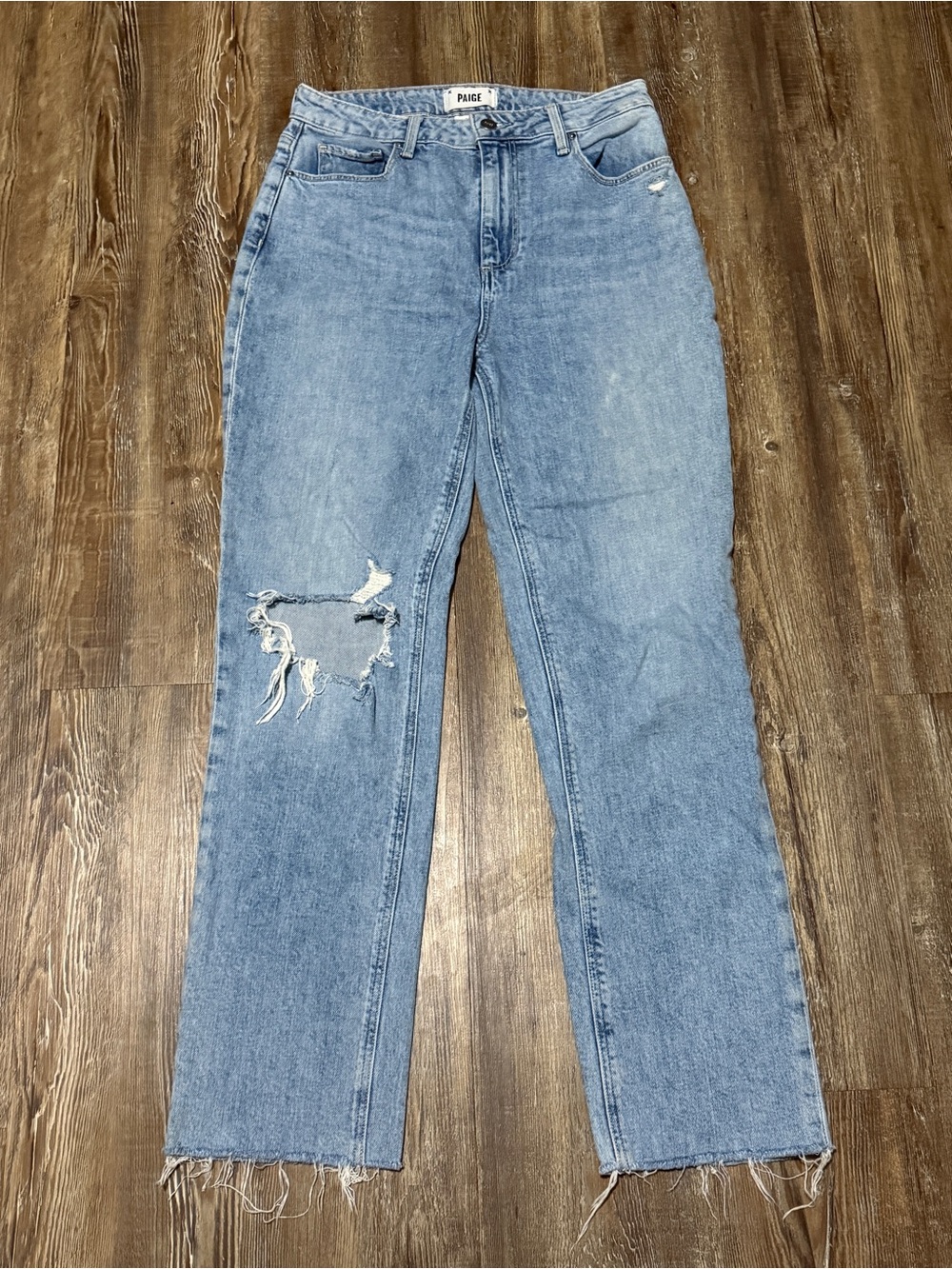 Paige Stella Jeans Women's 28 Frayed Hem Distressed in Gnarly Destructed Wash
